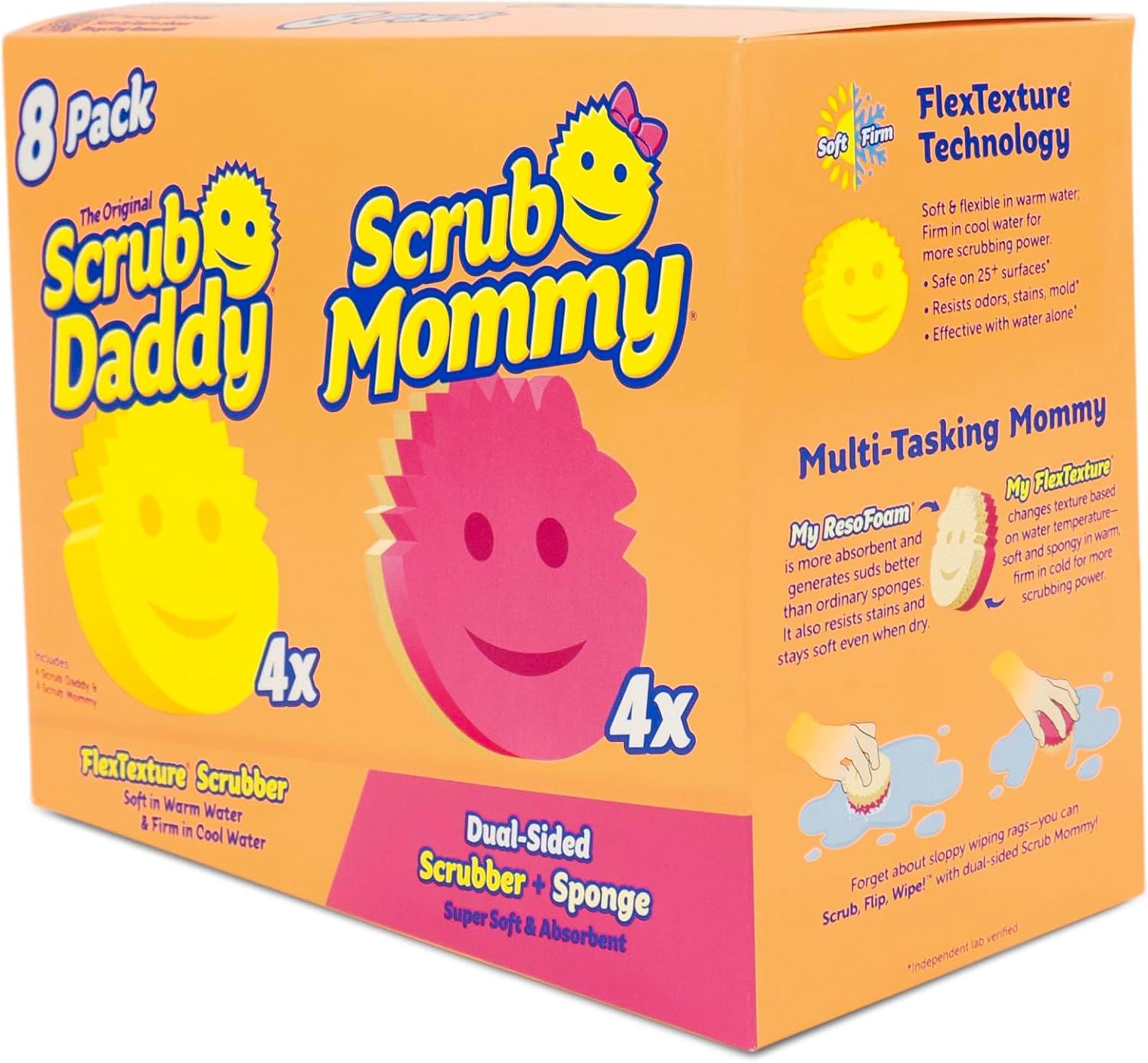 image:imageScrub Daddy 4 Scrub Daddy Sponges amp 4 Scrub Mommy Kitchen Sponges ScratchFree for Dishes amp Multipurpose Cleaning BPA Free amp Made with Polymer Foam Stain amp Odor Resistant 8 Pack8 Count Pack of 2