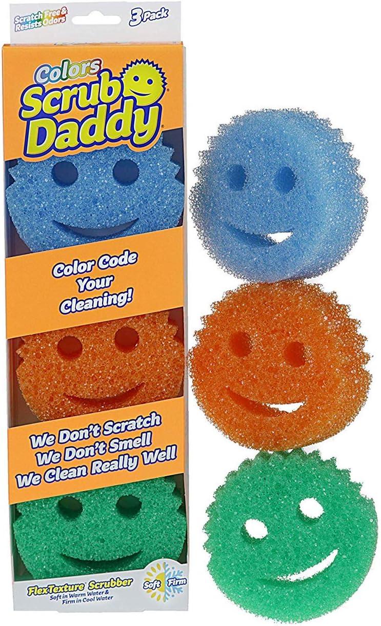 image:imageScrub Daddy Color Sponges ScratchFree Multipurpose Dish Sponges for Kitchen Bathroom amp Household Cleaning Made with BPAFree Polymer Foam 3 CountColors