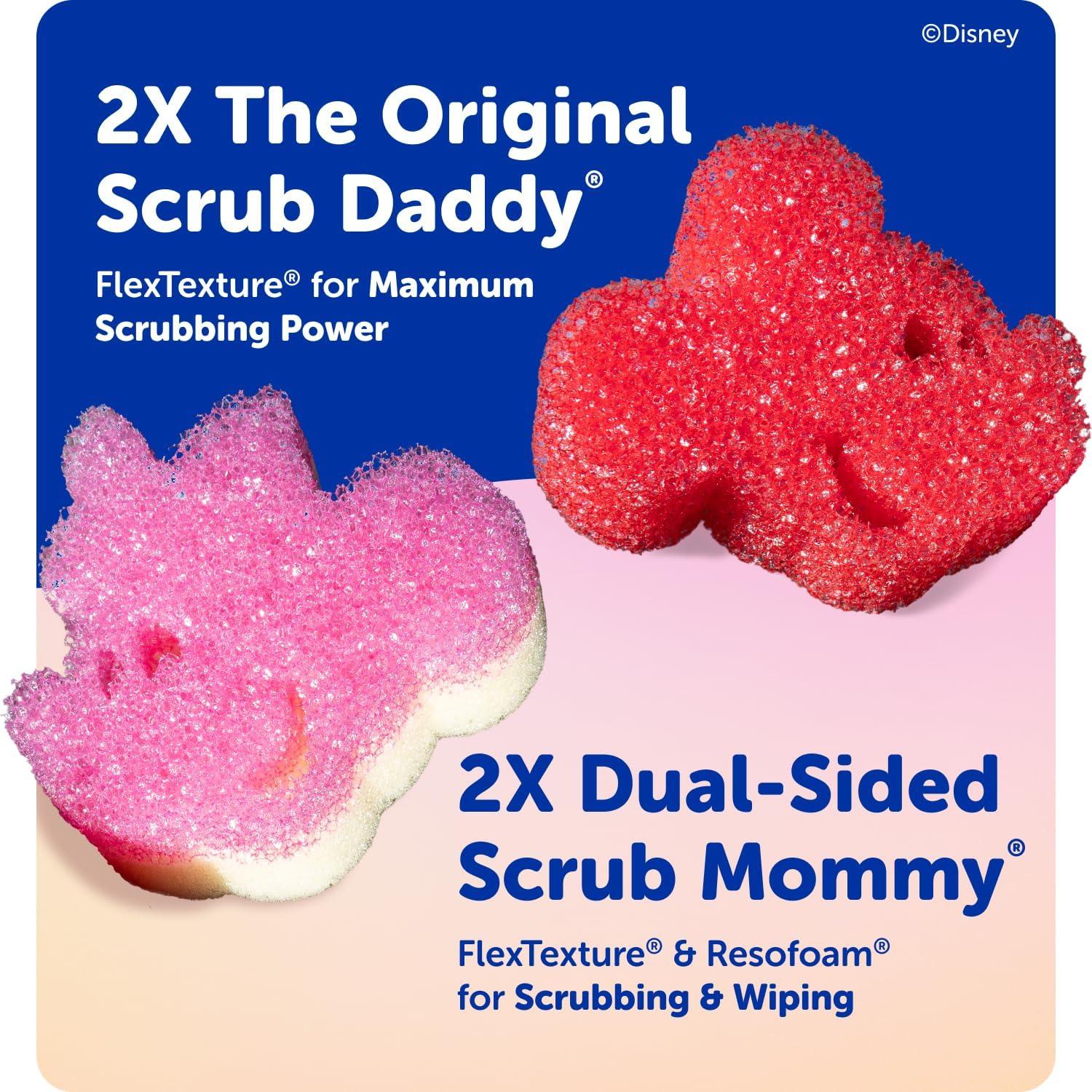 image:imageScrub Daddy Mickey amp Minnie Mouse Dish Sponges Includes 2 Scrub Daddy Kitchen Sponges amp 2 Scrub Mommy Dish Scrubbers DualSided OdorResistant amp ScratchFree Special Edition Set 4 Count