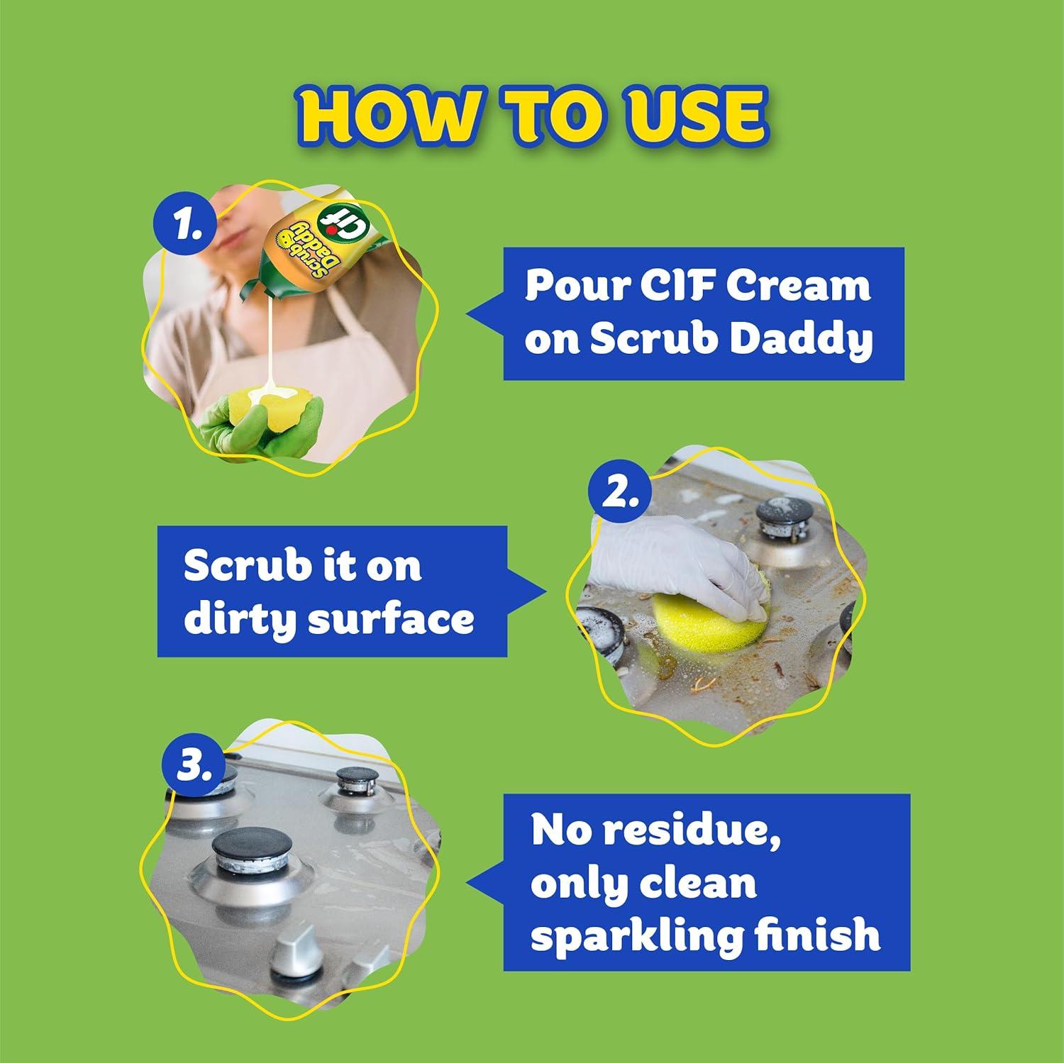 image:imageScrub Daddy Sponges Scrub Mommy Cif All Purpose Cleaner Original Non Scratch Sponges for Kitchen Bathroom Scrubber and Multipurpose Cleaner Cream Cleaning Supplies Kit