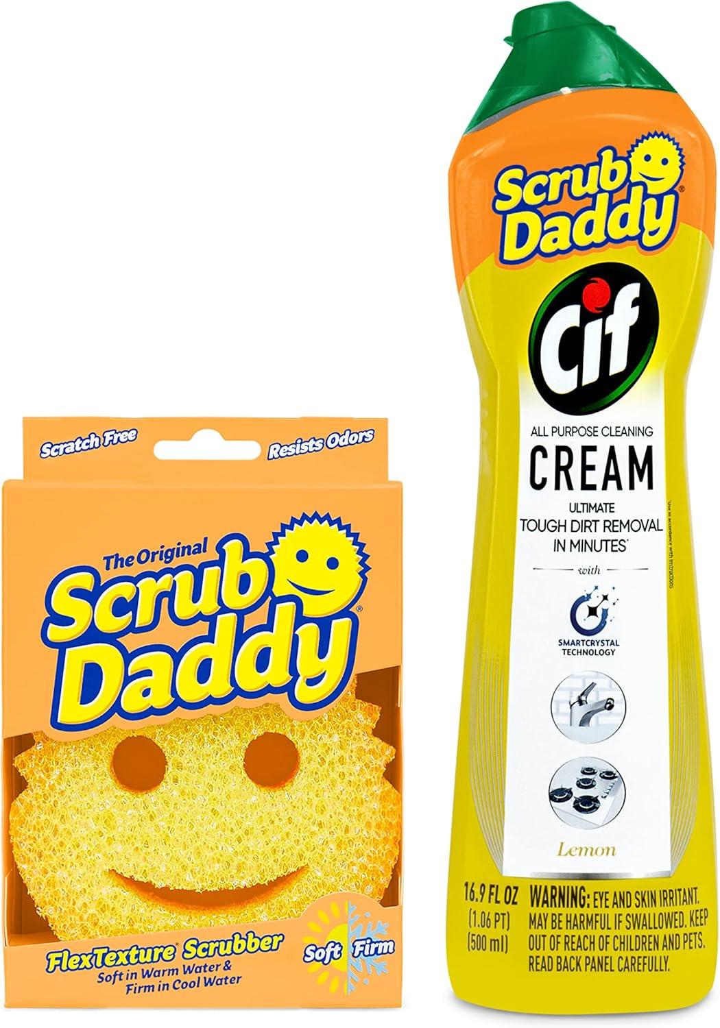 image:imageScrub Daddy Sponges amp Cif All Purpose Cleaner Lemon Non Scratch Sponges for Kitchen Bathroom Scrubber and Multipurpose Cleaner Cream Cleaning Supplies KitCif All Purpose Cleaner Sponge