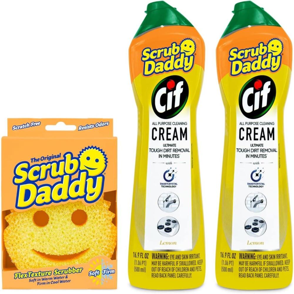 image:imageScrub Daddy Sponges amp Cif All Purpose Cleaner Lemon  Non Scratch Sponges for Kitchen  Bathroom  Scrubber and Multipurpose Cleaner Cream  Cleaning Supplies KitCif All Purpose Cleaner  Sponge