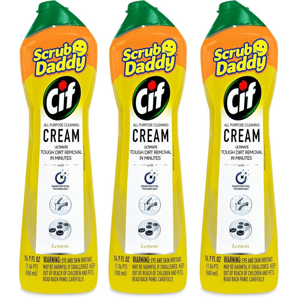 image:imageScrub Daddy Sponges amp Cif All Purpose Cleaner Lemon Non Scratch Sponges for Kitchen Bathroom Scrubber and Multipurpose Cleaner Cream Cleaning Supplies KitCif All Purpose Cleaner