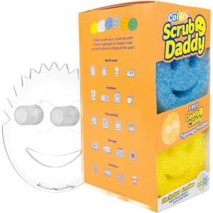 Scrub Daddy 6 Kitchen Sponges & 1 Daddy Caddy Dish Sponge Holder – BPA Free & Made with Polymer Foam – Stain & Odor Resistant, Scratch-Free Multipurpose Scrubbers(Scrub Daddy Colors 6ct + Daddy Caddy)