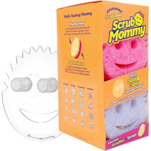 Scrub Daddy 6 Kitchen Sponges & 1 Daddy Caddy Dish Sponge Holder – BPA Free & Made with Polymer Foam – Stain & Odor Resistant, Scratch-Free Multipurpose Scrubbers(Scrub Mommy 6ct + Daddy Caddy)