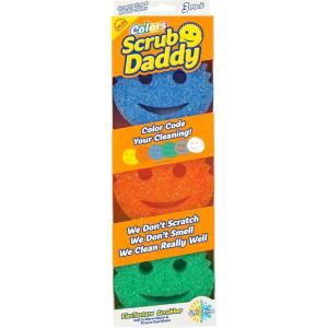 Scrub Daddy Color Sponges – Scratch-Free Multipurpose Dish Sponges for Kitchen, Bathroom & Household Cleaning – Made with BPA-Free Polymer Foam (3 Count)(Exclusive Scrub Daddy Colors)