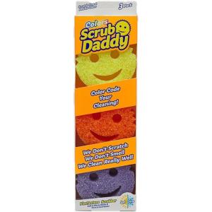 Scrub Daddy Color Sponges – Scratch-Free Multipurpose Dish Sponges for Kitchen, Bathroom & Household Cleaning – Made with BPA-Free Polymer Foam (3 Count)(Scrub Daddy Colors)