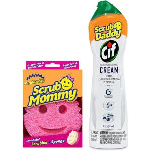 Scrub Daddy Scrub Mommy, Daddy Caddy + Cif All Purpose Cleaner – Scratch-Free, Dual-Sided Kitchen + Bathroom Scrubber + Multipurpose Cleaning Cream – Cleaning Supplies Kit for Multiple Surfaces(Cif All Purpose Cleaner & Sponge)