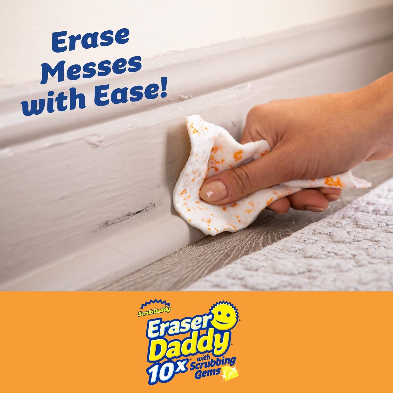 image:imageScrub Daddy Eraser Sponge 10x More Durable Than Traditional Erasers with Scrubbing Gems Removes Dirt Scuffs amp Stains Water Activated Sponge Eraser 2 PackEraser Daddy 10x Sheets
