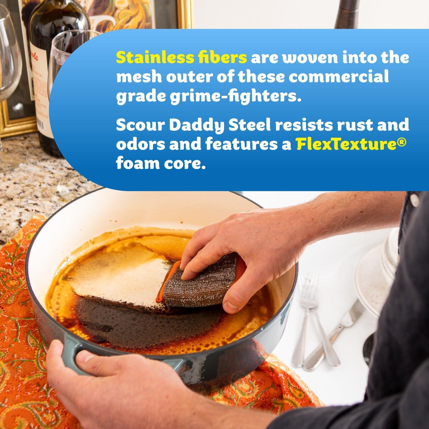 image:imageScrub Daddy Extra Large Sponge Daddy Bulk Kitchen Sponges for Cleaning Different Rooms amp Surfaces DualSided Dish Scrubber with FlexTexture Foam 18 CountScour Daddy Steel XL