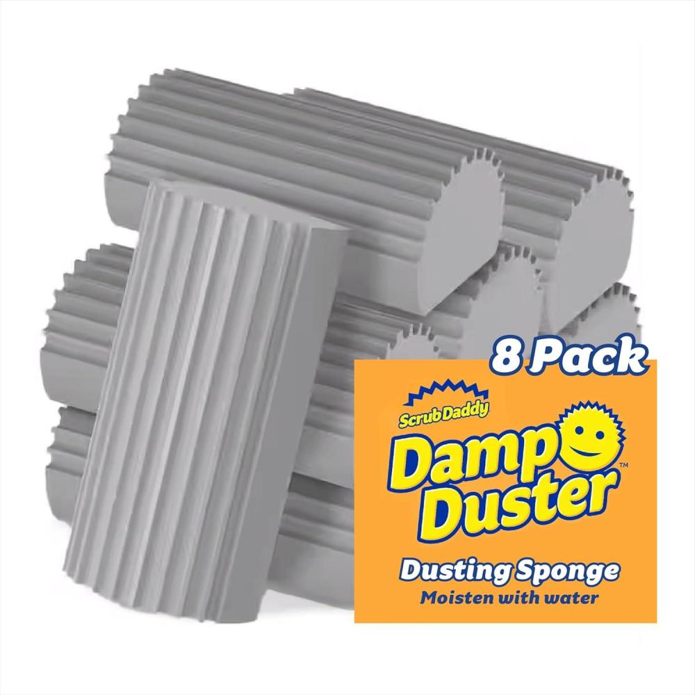 image:imageScrub Daddy Damp Duster Dusting Sponges 8 Count  Dust Remover for Household Cleaning  Duster for Vents Railings amp Blinds  Reusable Baseboard Cleaner