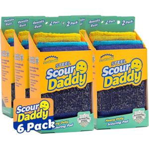 Scrub Daddy Extra Large Sponge Daddy – Bulk Kitchen Sponges for Cleaning Different Rooms & Surfaces – Dual-Sided Dish Scrubber with FlexTexture Foam (18 Count)(Scour Daddy Steel)