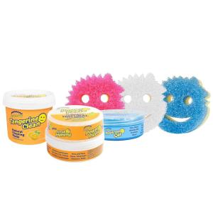 Scrub Daddy Sponges + Household Cleaning Supplies Bundle – PowerPaste Cleaning Putty, Tangerine Clean, PowErase Gel All Purpose Cleaner & Scrub Mommy (3 Pastes & 3 Sponges)