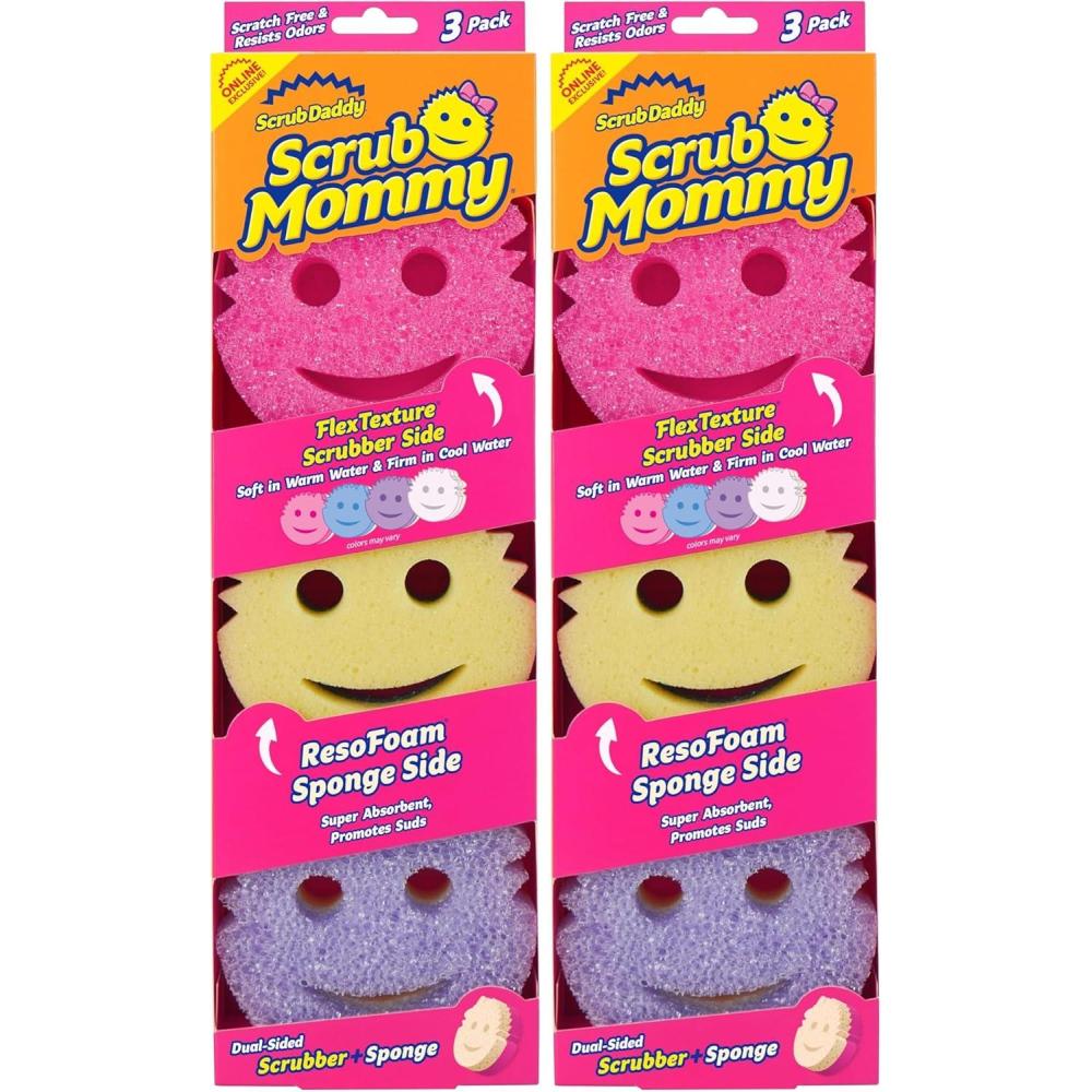 image:imageScrub Daddy Scrub Mommy Kitchen Sponges for Dishes amp Wiping Spills DualSided Dish Scrubber Sponge for Cleaning MultiColored Bulk Pack Stain amp Odor Resistant 5 Count3 Count Pack of 2
