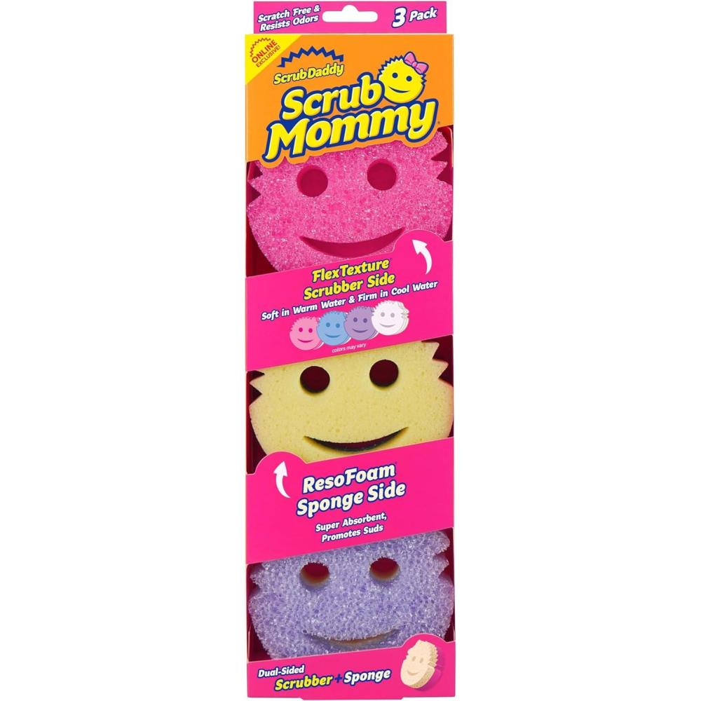 image:imageScrub Daddy Scrub Mommy Kitchen Sponges for Dishes amp Wiping Spills DualSided Dish Scrubber Sponge for Cleaning MultiColored Bulk Pack Stain amp Odor Resistant 5 Count3 Count Pack of 1