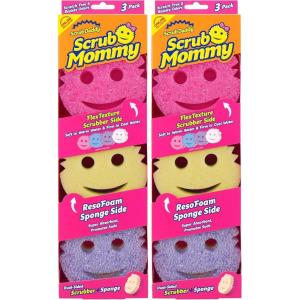 Scrub Daddy Scrub Mommy Kitchen Sponges for Dishes & Wiping Spills – Dual-Sided Dish Scrubber Sponge for Cleaning – Multi-Colored Bulk Pack – Stain & Odor Resistant (5 Count)(3 Count (Pack of 2))