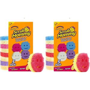 Scrub Daddy Scrub Mommy Kitchen Sponges for Dishes & Wiping Spills – Dual-Sided Dish Scrubber Sponge for Cleaning – Multi-Colored Bulk Pack – Stain & Odor Resistant (5 Count)(5 Count (Pack of 2))