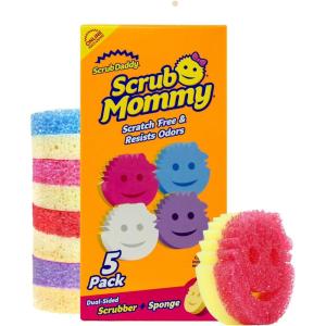 Scrub Daddy Scrub Mommy Kitchen Sponges for Dishes & Wiping Spills – Dual-Sided Dish Scrubber Sponge for Cleaning – Multi-Colored Bulk Pack – Stain & Odor Resistant (5 Count)(5 Count (Pack of 1))