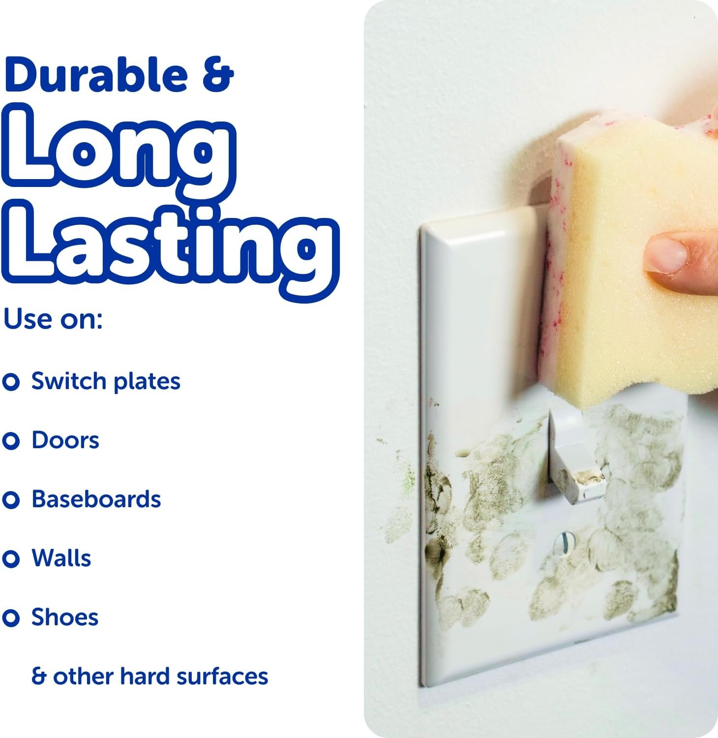 image:imageScrub Daddy Eraser Mommy Sponges 45x WaterActivated Cleaning Sponge with FlexTexture Scrubbing Gems 3in1 Erase Scrub Wipe Tool for Walls Doors Baseboards Hard Surfaces 6 Count