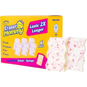 Scrub Daddy Eraser Mommy Sponges 45x – Water-Activated Cleaning Sponge with FlexTexture Scrubbing Gems – 3-in-1 Erase, Scrub, Wipe Tool for Walls, Doors, Baseboards, Hard Surfaces (6 Count)